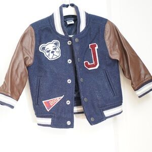 Janie and Jack Navy and Brown Varsity Jacket